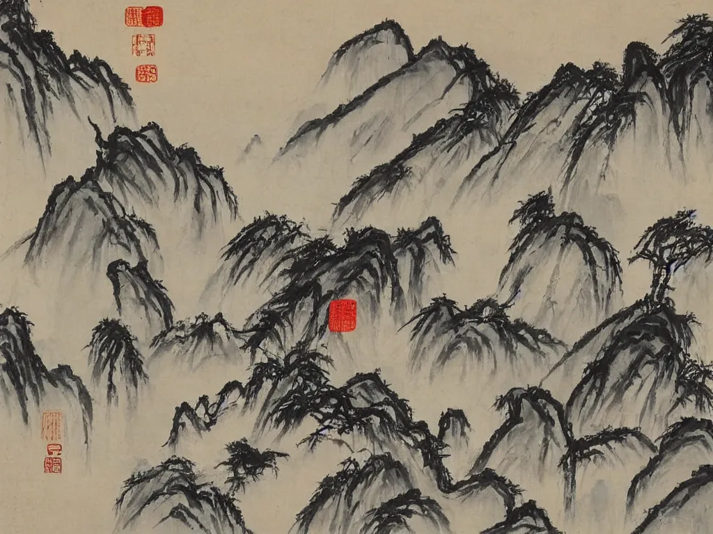 Image similar to chinese landscape by qi baishi