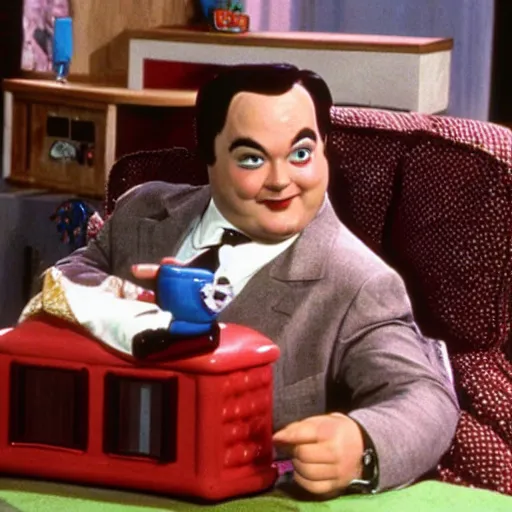 Prompt: jack black as peewee herman, peewee's playhouse, tv still