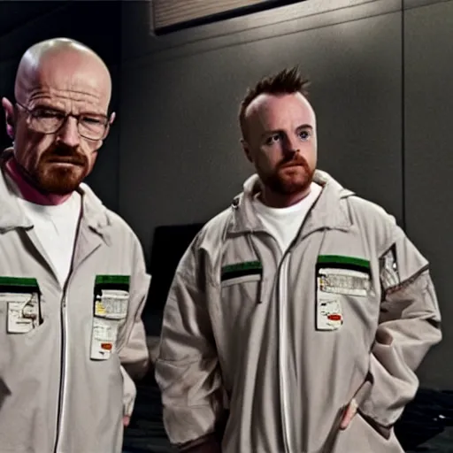 Prompt: walter white and jesse pinkman as ghostbusters