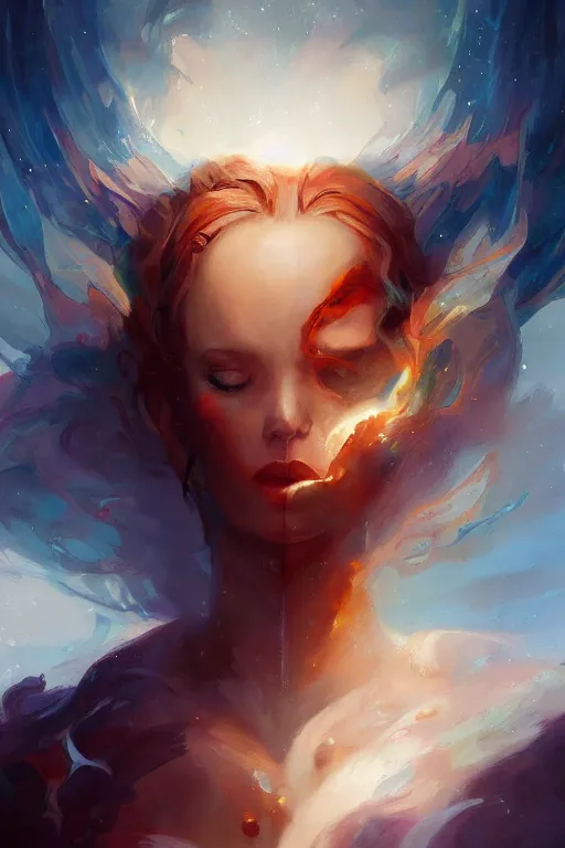 Image similar to fire and ice, portrait, wlop, peter mohrbacher, artgerm