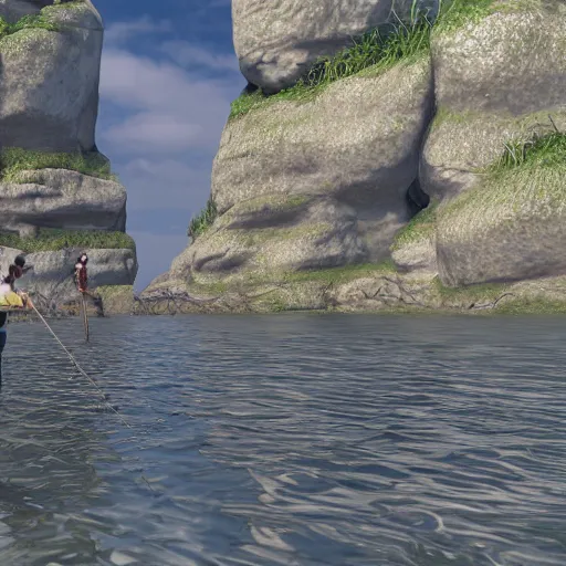 Prompt: Fishermen can be seen fishing at the beginning of the episode as the French Narrator explains their dangerous effects on aquatic species, Realistic, HDR, 8K, HDD, Unreal Engine 5, - n 9