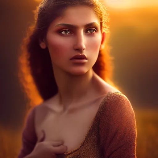 Image similar to photographic portrait of a stunningly beautiful renaissance azeri female in soft dreamy light at sunset, contemporary fashion shoot, by edward robert hughes, annie leibovitz and steve mccurry, david lazar, jimmy nelsson, breathtaking, 8 k resolution, extremely detailed, beautiful, establishing shot, artistic, hyperrealistic, beautiful face, octane render