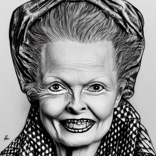 Prompt: pencil illustration of Vivienne Westwood highly detailed, cinematic,