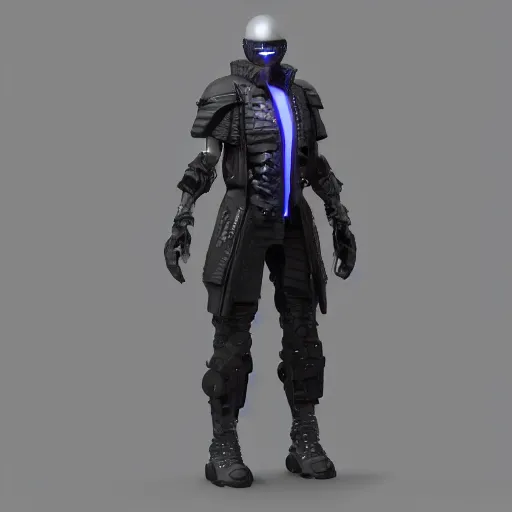 Image similar to Cyberpunk Character, Unreal Engine 5, Cinema4D, Detailed Character Design