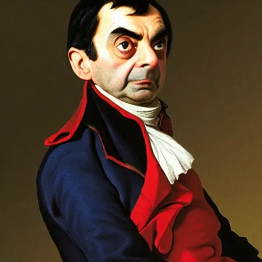 Prompt: mr. bean in the french revolution, painting by jacques - louis david by