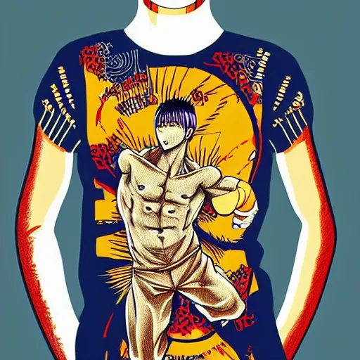 Image similar to Eikichi Onizuka tshirt-less illustration, medium shot, intricate, elegant, highly detailed, digital art, ffffound, art by Tōru Fujisawa,