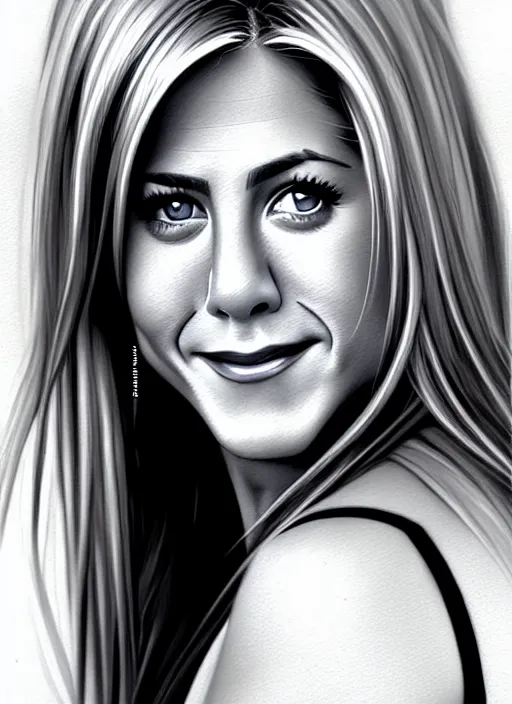 Image similar to portrait of cute jennifer aniston as a bit chubby young woman, painted by stanley artgerm, sleek curves, sharp focus, trending on artstation hq, deviantart