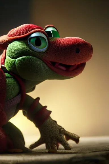 Image similar to very very intricate photorealistic photo of a realistic version of yoshi in an episode of game of thrones, photo is in focus with detailed atmospheric lighting, award - winning details