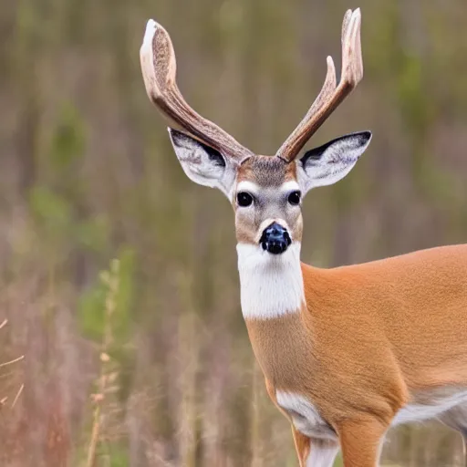 Prompt: white-tailed deer wearing a blue hoodie