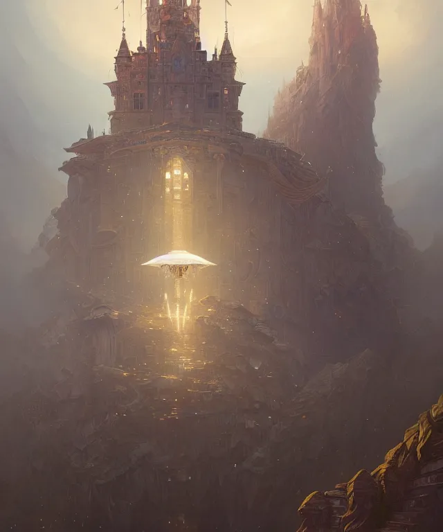 Image similar to laputa castle in the sky robot, fantasy, intricate, elegant, highly detailed, digital painting, artstation, concept art, smooth, sharp focus, illustration, art by artgerm and greg rutkowski and alphonse mucha