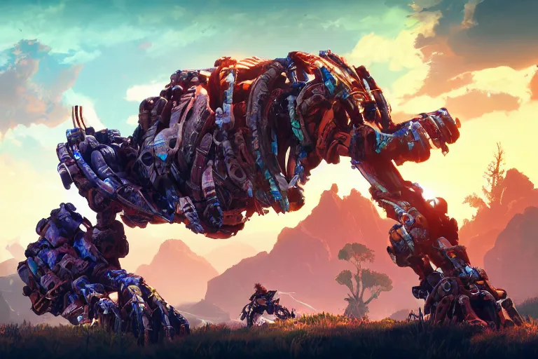 Image similar to clawstrider machine mecanical creature robot of horizon forbidden west horizon zero dawn bioluminiscence global illumination ray tracing hdr fanart arstation by ian pesty and alena aenami artworks in 4 k