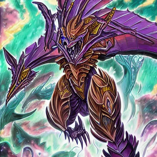 Image similar to ridley as a yu - gi - oh boss monster, card art, holo, highly detailed, intricate