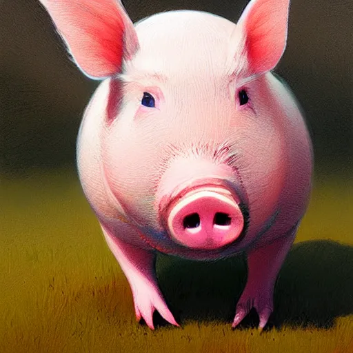 Image similar to realistic, full body portrait, cartoonish cute pig, by Jordan Grimmer and greg rutkowski, crisp lines and color,