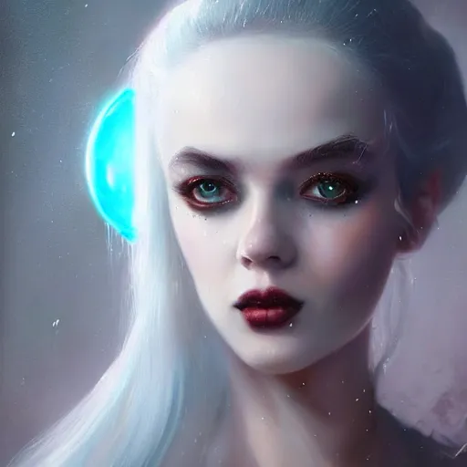 Prompt: a beautiful portrait of kerli koiv with bubble goth makeup, a detailed painting by greg rutkowski and raymond swanland, featured on cgsociety, fantasy art, detailed painting, artstation hd, photorealistic