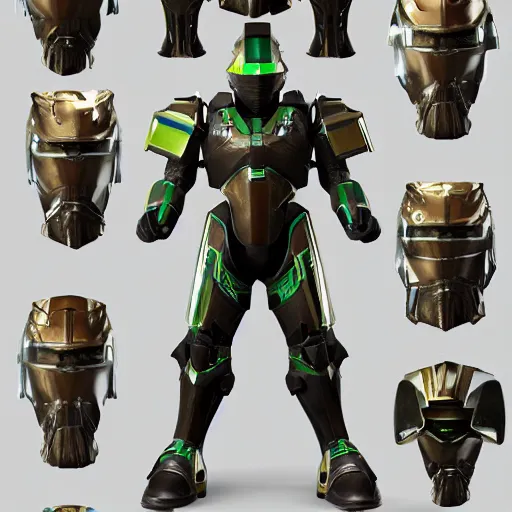 Prompt: egyptian armor set for master chief, halo infinite, character design, octane render, cinema 4 d, award winning, beautiful aesthetic design, unreal engine 5, ultra detailed