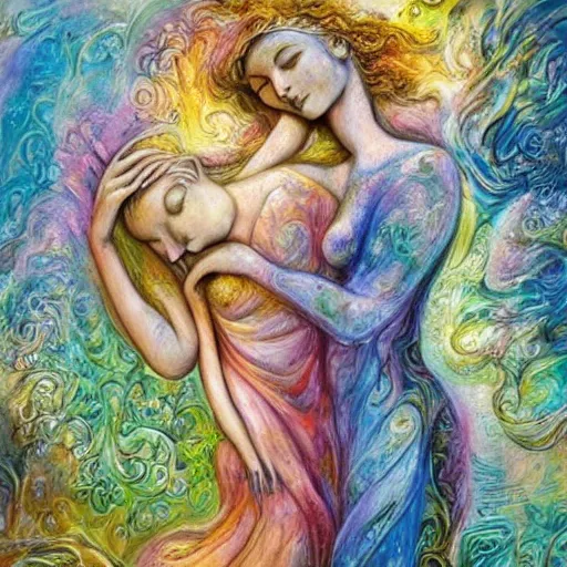 Image similar to marble sculpture abstract figurative art, lovers of spring, josephine wall, dreamy, muted, pastel colors