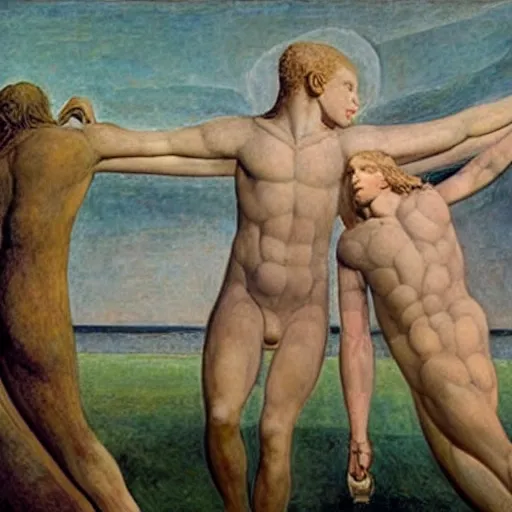 Image similar to real life version of the painting jacob's dream by william blake, live action filmed by wes anderson