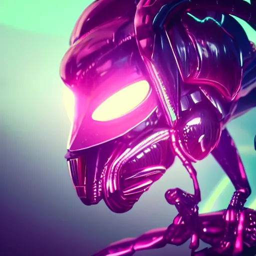 Image similar to synthwave cyborg insect alien face with wasp eyes, detailed face, sharp focus, synthwave art, aesthetic, octane render, raw, cinematic