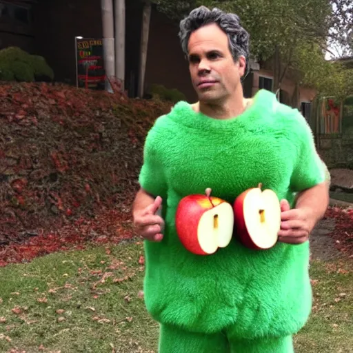 Prompt: mark ruffalo in a apple costume