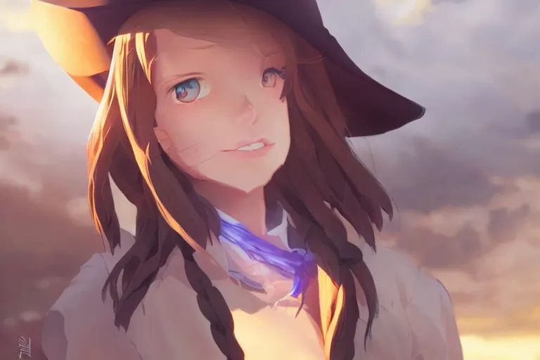 Image similar to western cowgirl, single subject, scenic full shot, ambient lighting, detailed face, by makoto shinkai, stanley artgerm lau, wlop, rossdraws