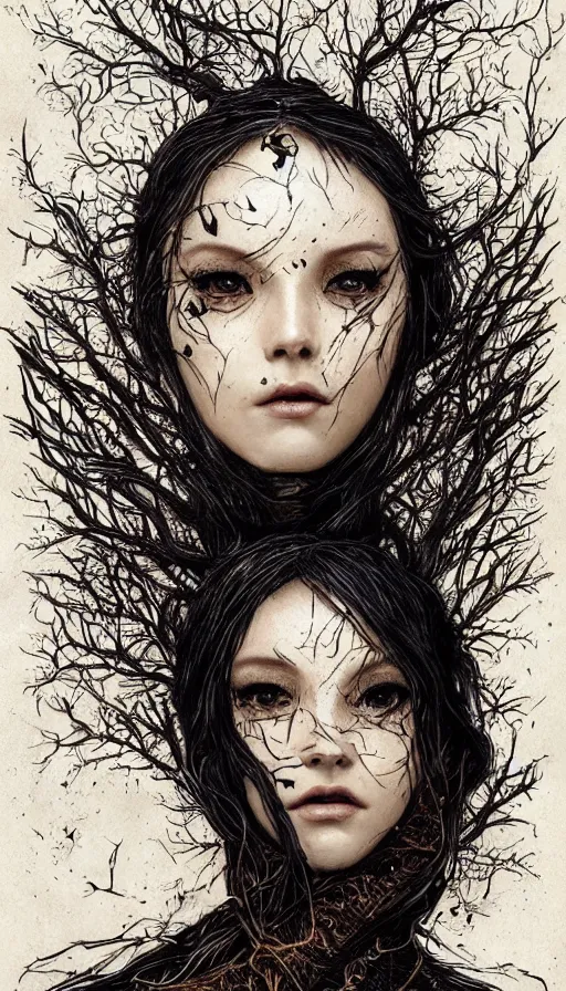 Prompt: black elegant, golden leaves at frame border, creative!!! composition for a book cover!!!, absurdly beautiful, ultrafine hyperrealistic detailed old witch face by wlop and artgerm and greg rutkowski, intricate linework, sharp focus, smooth, octopath traveler, final fantasy, unreal engine, dramatic lighting, ethereal, 8 k
