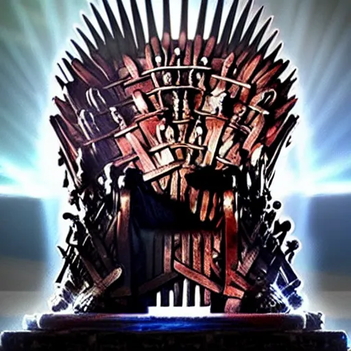 Prompt: optimus prime sitting on the iron throne, game of thrones, science fiction, artstation, pinterest, adobe photoshop