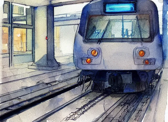 Image similar to concept art of a urban train, pinterest, artstation trending, behance, watercolor, by coby whitmore *, silver, laser light *,