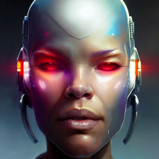 Image similar to cyborg, female, science fiction, portrait, highly detailed, digital painting, trending on artstation, concept art, sharp focus, illustration, art by artgerm and greg rutkowski and magali villeneuve and terada katsuya