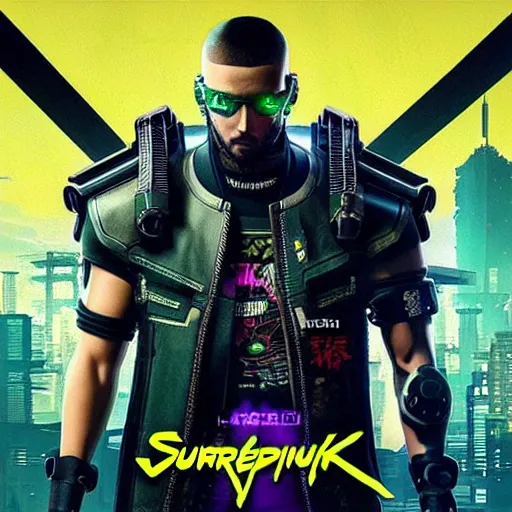 Image similar to cyberpunk 2 0 7 7 samurai robot with random green and black japanese colors as scarlxrd album cover