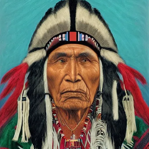 Prompt: haida tlingit portrait of chief seattle