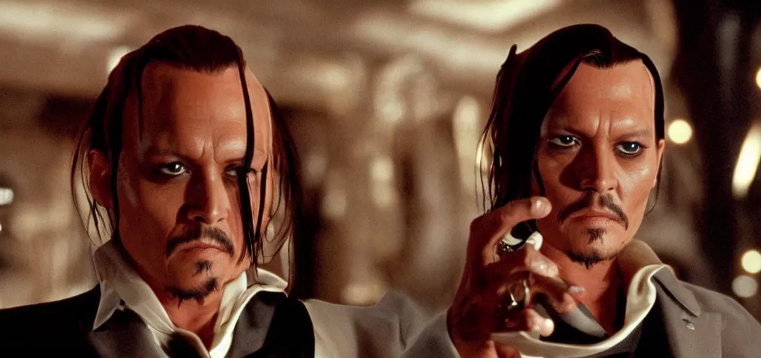 Image similar to cinematic movie still of johnny depp as jean - baptiste emanuel zorg in the 5 th element