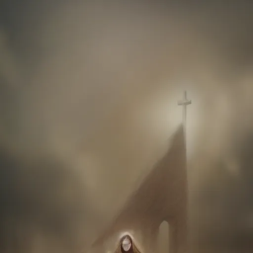 Image similar to impudent facial expression of a shameless woman, impudent facial expression of shameless woman, atmosphere of bloody rain, cross in the distance, Jesus Christ in the background, trending on artstation, highly detailed, digital painting, volumetric light, concept art, sharp focus, illustration