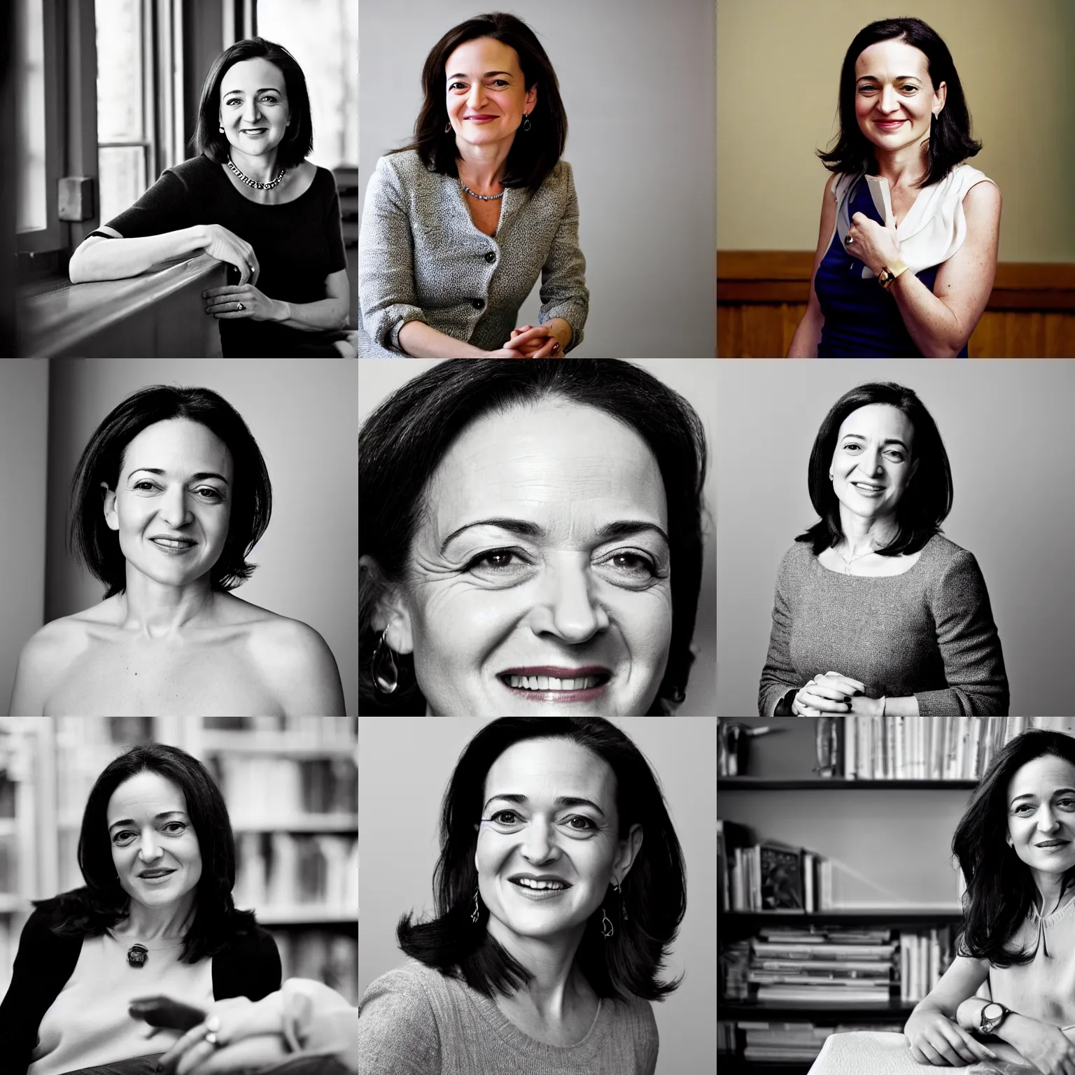 Prompt: Photo of Sheryl Sandberg with a dragon tattoo, photo by Anne Liebovitz, 24mm f/1.4