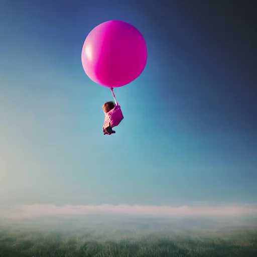 Image similar to dream a 5 0 mm lens photograph of a cute pink floating modern house, floating in the air between clouds, inspired by the movie up, held up from above by heart ballons. mist, playful composition canon, nikon, award winning, photo of the year