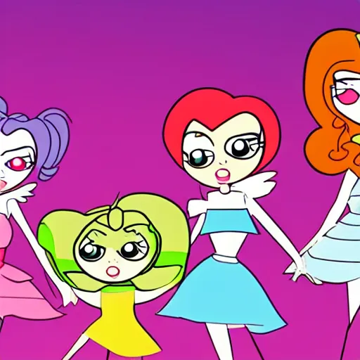 Prompt: the powerpuff girls cartoon