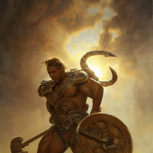 Prompt: handsome portrait of a spartan guy bodybuilder posing, radiant light, caustics, war hero, monster hunter, by gaston bussiere, bayard wu, greg rutkowski, giger, maxim verehin