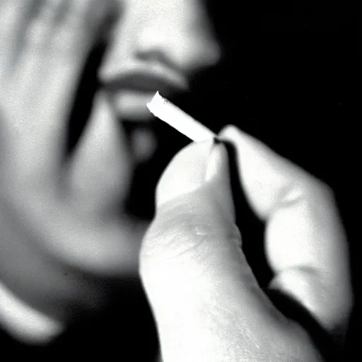 Image similar to Close-up of highly detailed hand holding cigarette with smoke, vintage photo,