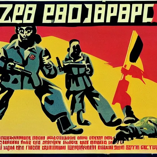 Prompt: a soviet propaganda poster about preventing the zombie apocalypse