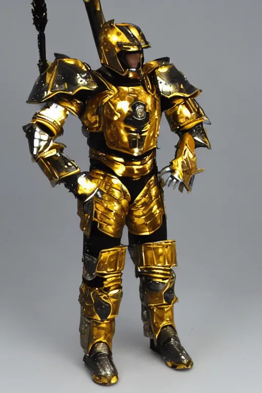 Image similar to galaxy warrior wearing gold and black armor