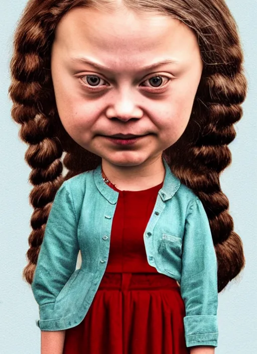 Image similar to greta thunberg as a mark ryden doll, detailed digital art, trending on Artstation