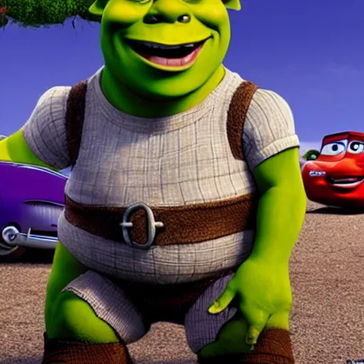 Image similar to shrek in the movie cars