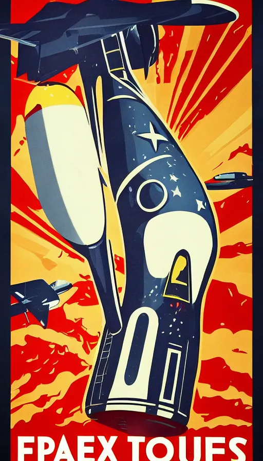 Image similar to propaganda poster for spacex