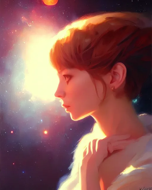 Image similar to a potrait of a space fanstasy cat, fine details. night setting. realistic shaded lighting poster by ilya kuvshinov katsuhiro, artgerm, jeremy lipkin and michael garmash, unreal engine, radiant light, detailed and intricate environment, digital art, trending on art station