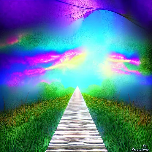 Prompt: blissful journey, digital art