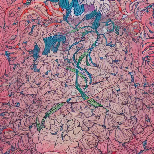 Prompt: intertwined flora flowers by james jean