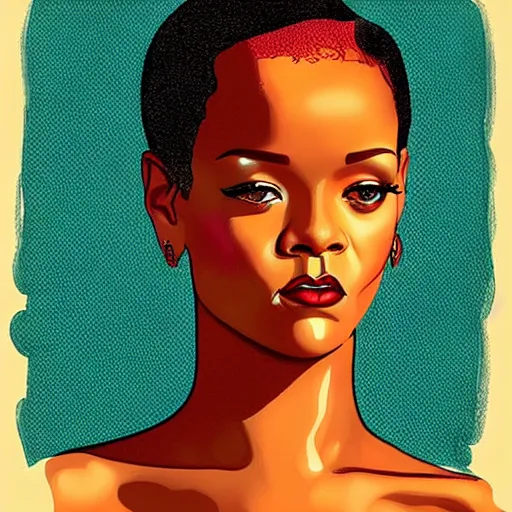 Image similar to “ rihanna retro minimalist portrait by jean giraud, art of moebius, sharp, smooth face, comic, 8 k ”