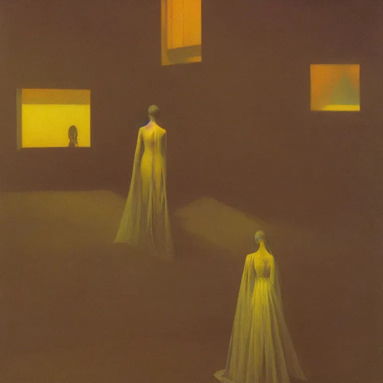 Prompt: the crystal woman, Edward Hopper and James Gilleard, Zdzislaw Beksinski, Steven Outram highly detailed