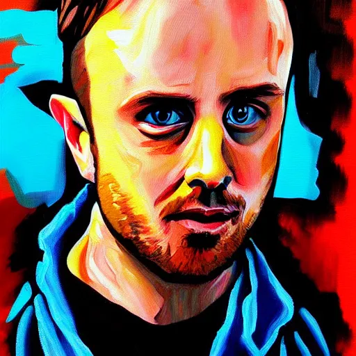 Image similar to jesse pinkman acrylic painting