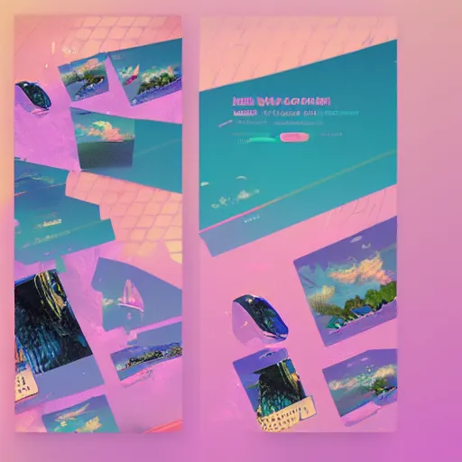 Image similar to a vaporwave landing page template trending on dribbble intricate design by vincent van gogh 4 k detailed