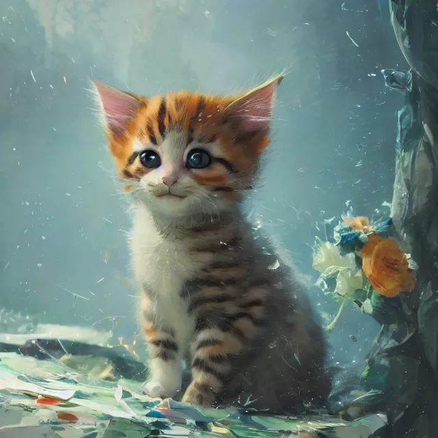 Image similar to a beautiful painting of a kitten in genshin impact. disney character design by cory loftis, fenghua zhong, ryohei hase, ismail inceoglu and ruan jia. artstation, volumetric light, detailed, photorealistic, rendered in octane